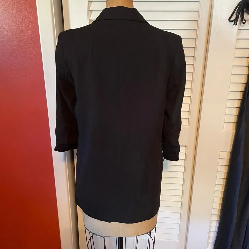 ZARA | black open front ruched sleeve blazer L NWT $70 - Picture 8 of 10